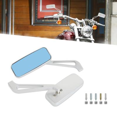 Motorcycle Mirrors 8mm 10mm Universal Rear View Side Mirrors Silver Square Mirror Left and