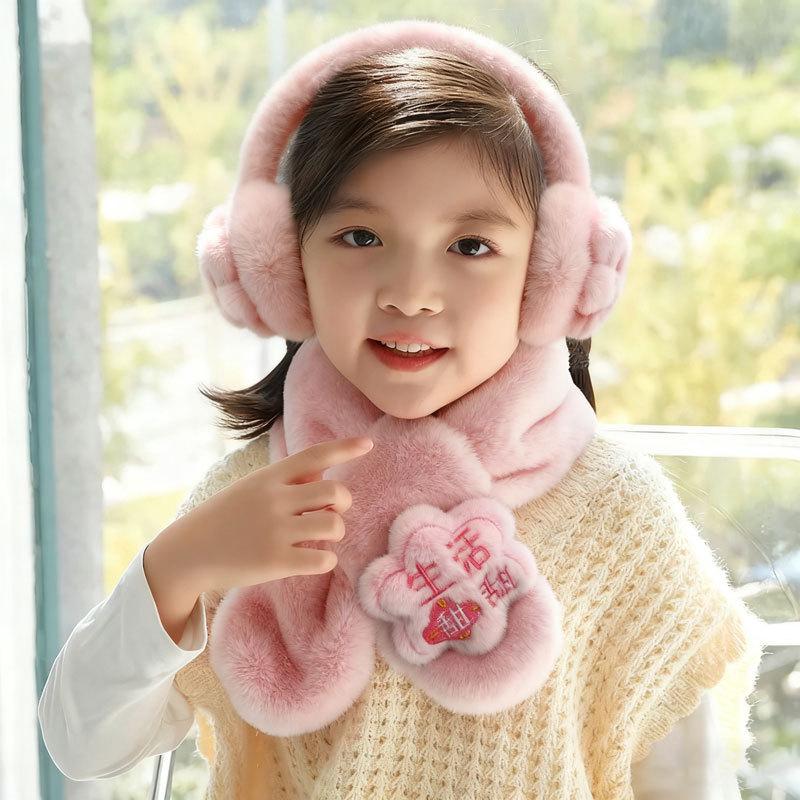 2025 Children's Cartoon Rabbit Fur Scarf – Thickened, Plush, Autumn/Winter Baby Neck Warmer for New Year and Christmas.