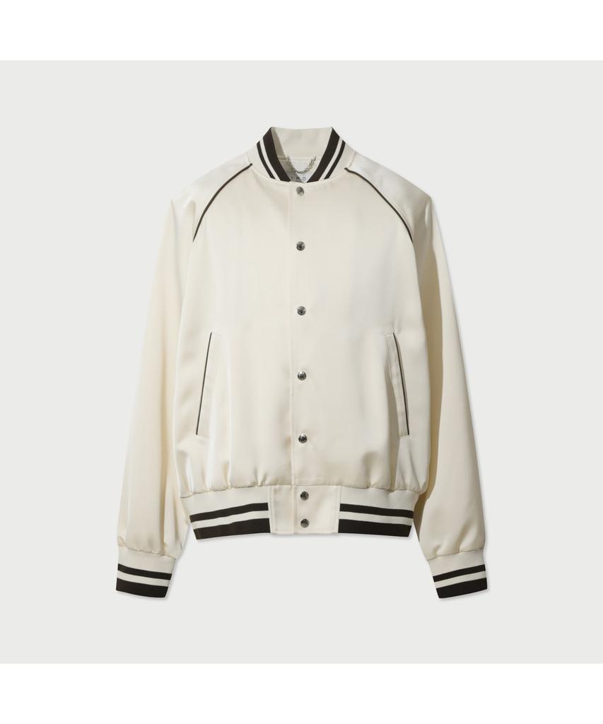 Iro Lumiere Satin Embroidered Bomber Jumper - Ivory
