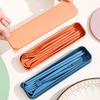 4Pcs/Set Reusable Portable Plastic Cutlery Set with Storage Box Students Spoon Fork Cutter Chopsticks Tableware Set for Outdoor Travel