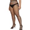 Women Handmade Rhinestone Tights Vertical Line Shiny Bodystockings Sparkling Mesh Socks Sexy Party Pantyhose Erotic Collants