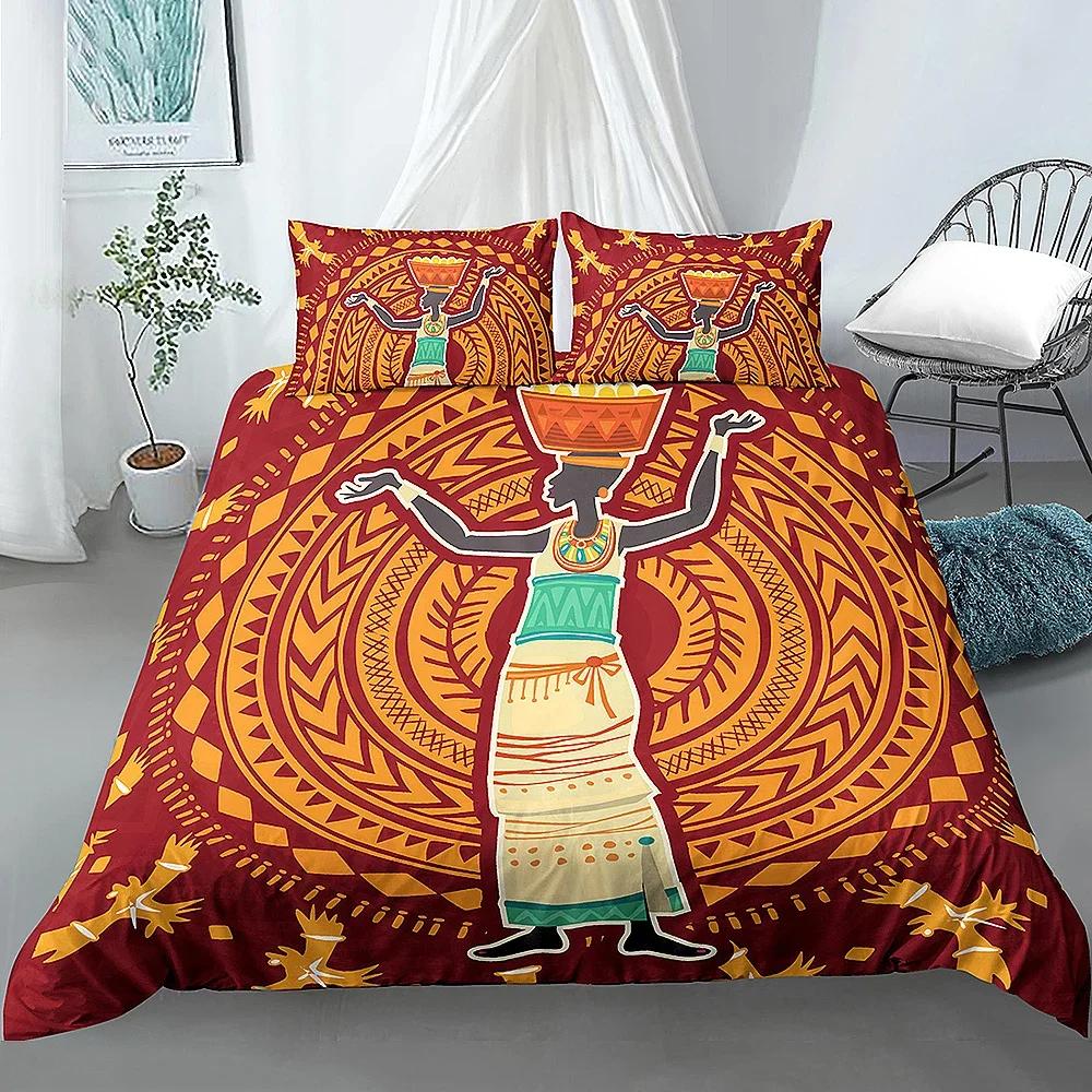 Ancient Egypt Africa Style Pattern Quilt Covers Comforter Bedding Sets for Home Bedroom Duvet Cover Bed Decor US King Queen Size