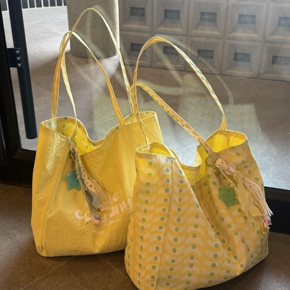 Large Capacity Double Sided Reversible Tote Bag Lightweight Nylon Handbag  Casual