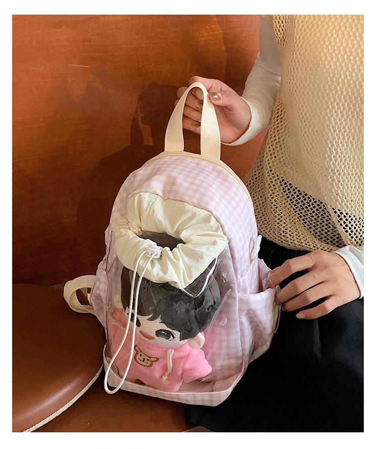 Japanese & Korean Jelly Versatile Plaid Double Shoulder Bag - Large Capacity for Students & Outdoor Use