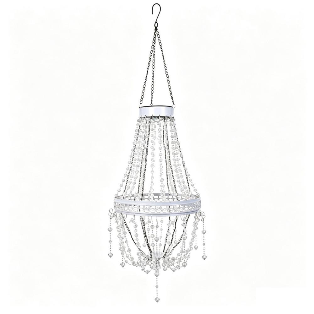Waterproof Solar Chandelier Crystal Acrylic LED Solar Light Luxury Solar Hanging Lantern Pergola