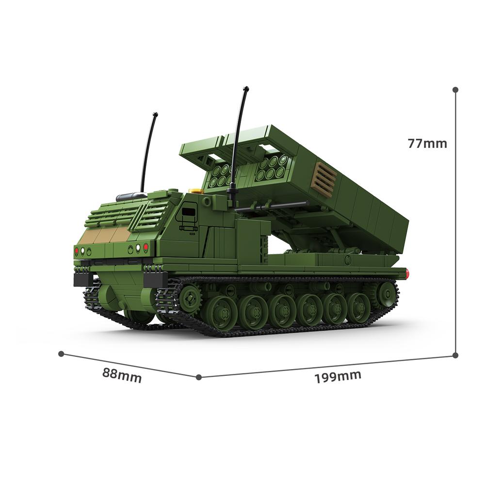 World War Army Military Soldiers M270 Multiple Rocket Launcher Armored Vehicle Building Blocks Bricks Education Model DIY Toy