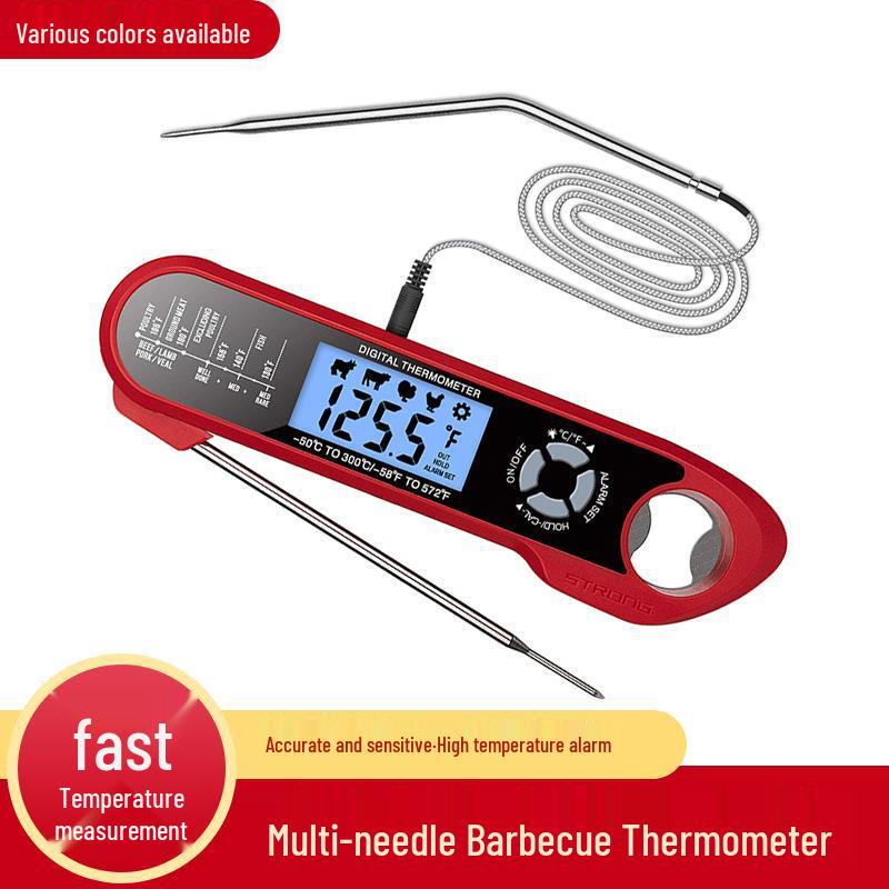 Foldable Waterproof Dual Probe BBQ & Meat Cooking Thermometer