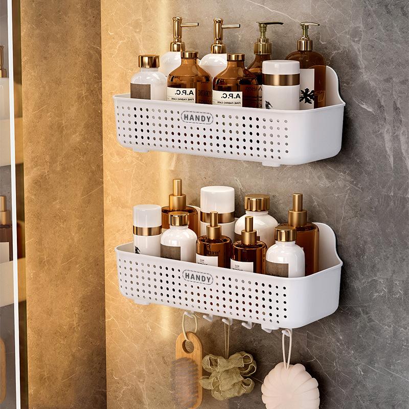Toilet bathroom rack wall hanging non-punching toilet corner toilet washstand wall storage basket