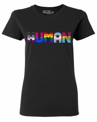 Human Women's T-Shirt LGBT Gay Pride Month Transgender Rainbow Equal Shirts