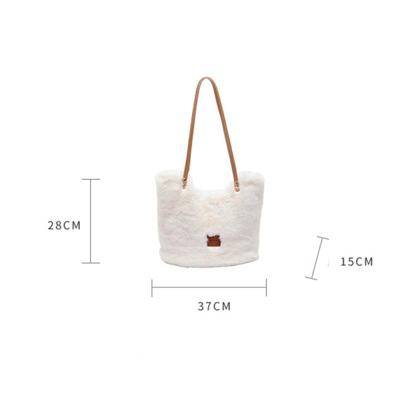 Women Plush Shoulder Bag Fluffy Furry Satchel Bag Large Capacity Fuzzy Purse Handbag for Work Travel Shopping