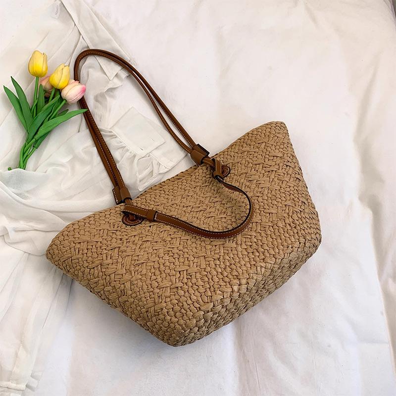 

Handmade Straw Tote Bag Large Capacity Woven Brand Design Light Luxury Versatile Beach Vacation Exquisite Hand-held Shoulder Bag small