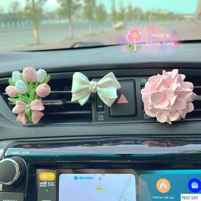 Tulip Car Fragrance Ornament Car Air Vent Decoration Flower Aroma Diffuser Stone Car Interior Decoration for Girls