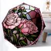 1pc Stained Glass Rose Folding Umbrella, Durable, Suitable for Outdoor Activities or Rain, Suitable for Commuting Yy251027057