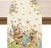 Easter Bunny Eggs Flower Butterfly Linen Table Runner Party Decor Reusable Kitchen Dining Table Runner Easter Decorations