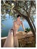 Women's French Floral 3D Strappy Summer Dress with Waist-Cinching Mesh Mermaid Skirt