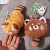 Cartoon Red Panda Plush Keyring with Tail Red Panda Purse Turn To Costume Panda Pendant Kids