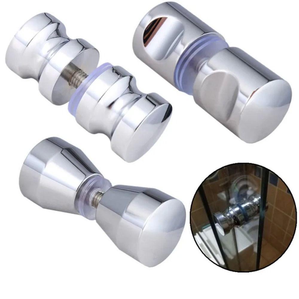 Double Side Shower Screen Handle Silver/Black Shower Glass Door Knob  Bathroom Accessories