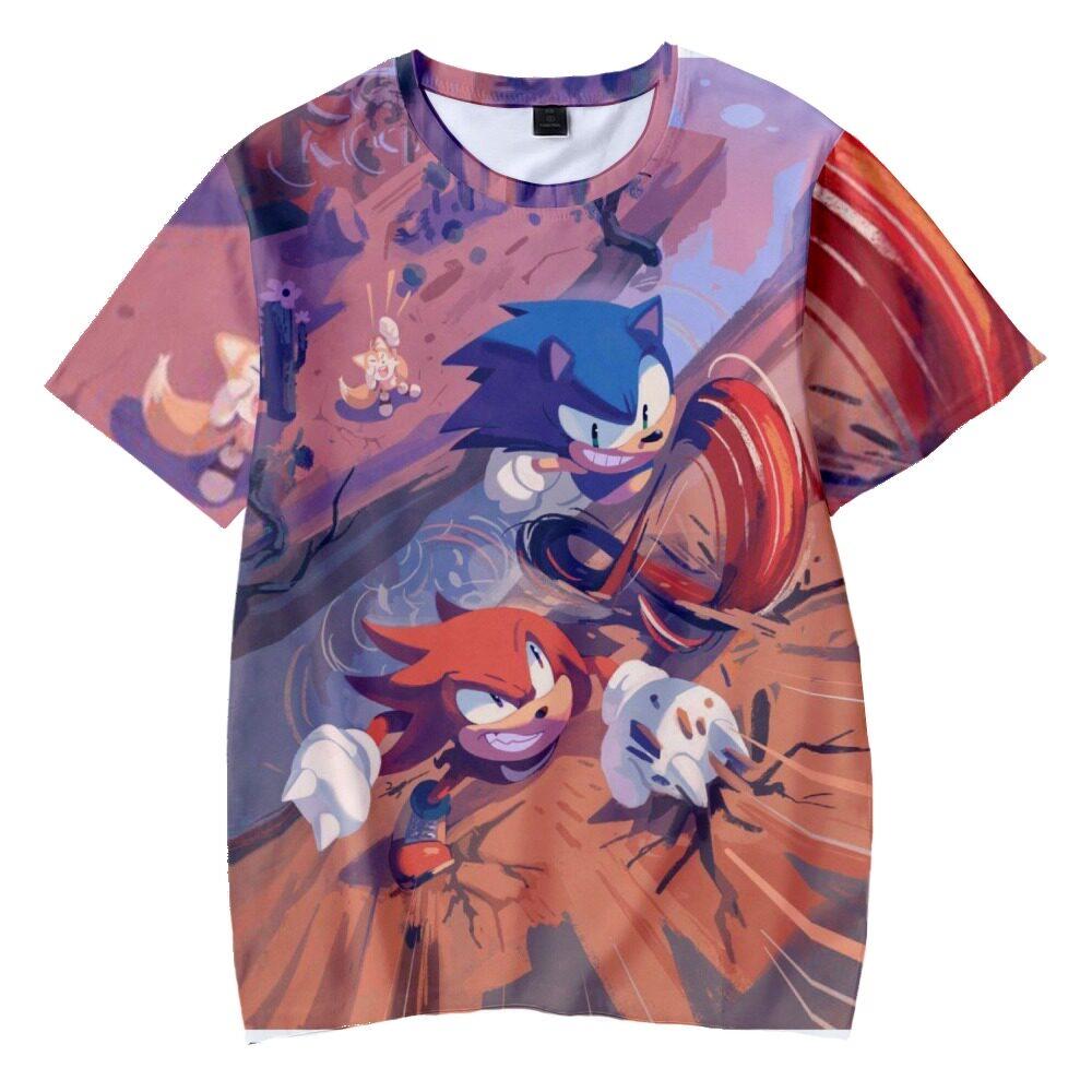 3D Clothing T-shirt, Sonic The Hedgehog Cartoon Character Printed Half-sleeved Summer Adult Children's Clothing Short Sleeved