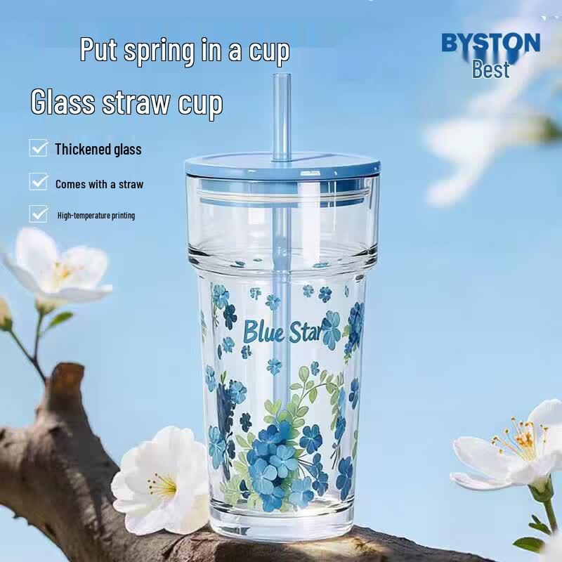 Cute Portable Heat-Resistant Glass Straw Cup