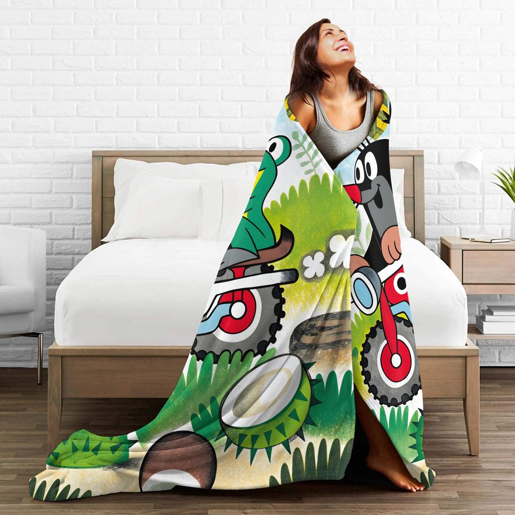 Coperta Morbida Calda da Viaggio Cartone Animato Ceco Krtek Talpa Coperte Flanella Copriletto Per Esterno Casual Copri Divano Letto
