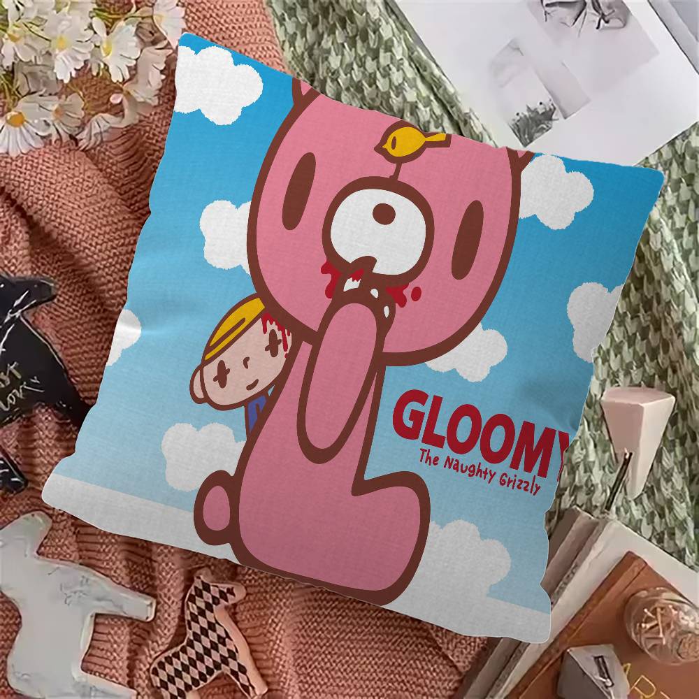 G-Gloomy Bear Cartoon Maple Design Cushion Cover Happy Autumn Harvest Decor Holiday Decorati Pillow Cover
