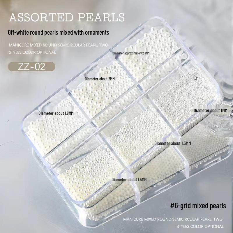 İnci ve Rhinestone 3 Boyutlu Tırnak Sanatı Süslemeleri - Karışık Boyut Düz Taban Yüksek Parlaklıkta Yuvarlak Boncuklar