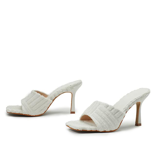 

Летние женские шлепанцы на высоком каблуке 9 см, роскошные брендовые дизайнерские тапочки, женские туфли без шнуровки на шпильках, оранжево-зеленые туфли для вечеринок 35 белый