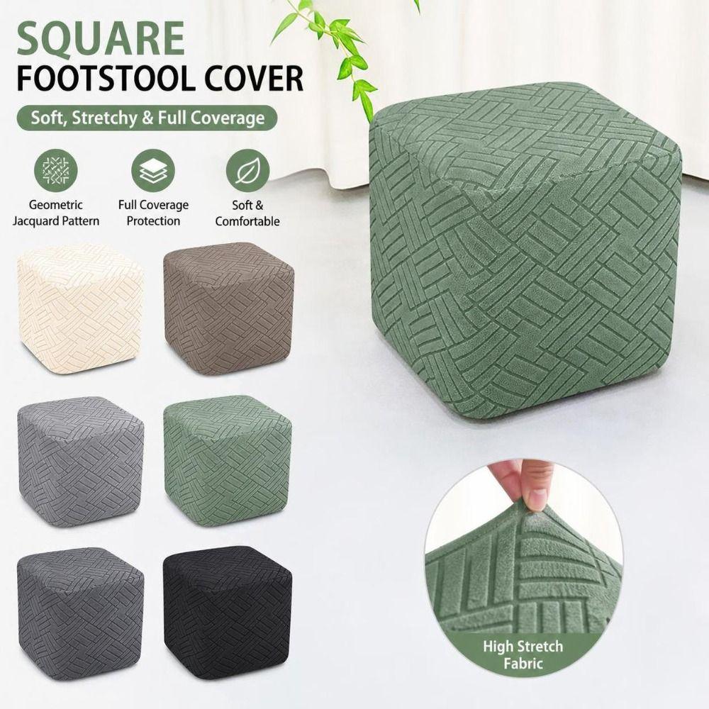 Full Coverage Ottoman Covers Geometric Jacquard Furniture Slipcovers Sofa Footstool