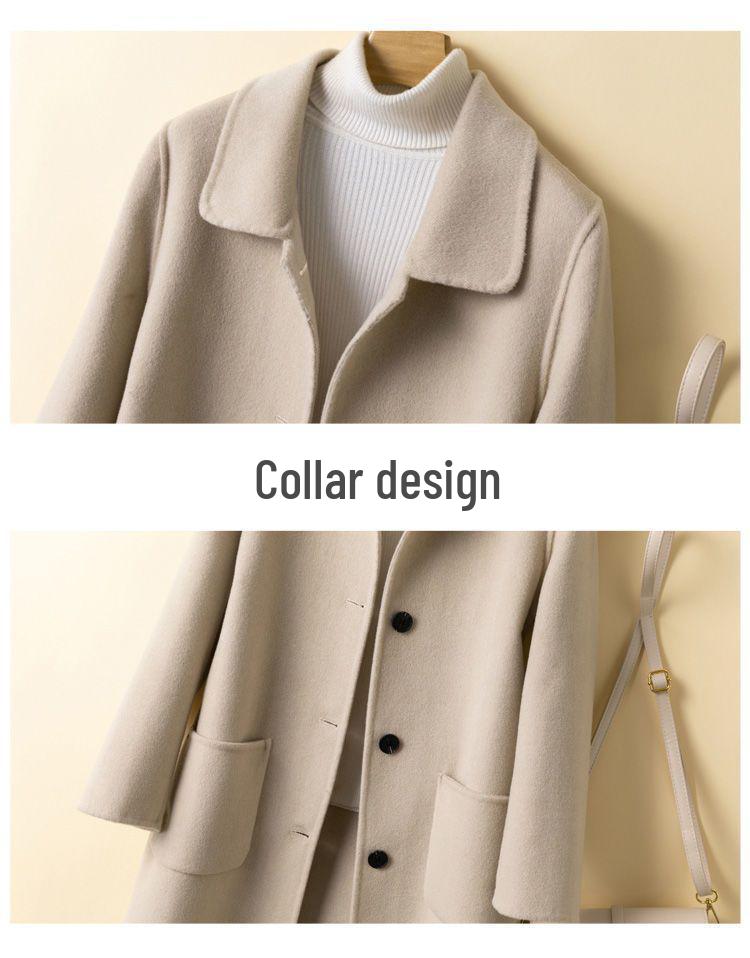 Women's Mid-Length Woolen Coat, Autumn/Winter 2025, Korean Style, Loose Fit, Plus Size, Slimming, Age-Reducing.