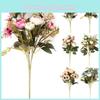 Beautiful 1 Bunch 12 Heads Rustic Retro Tea Rose Silk Artificial Flower Arrangement For Home Decor
