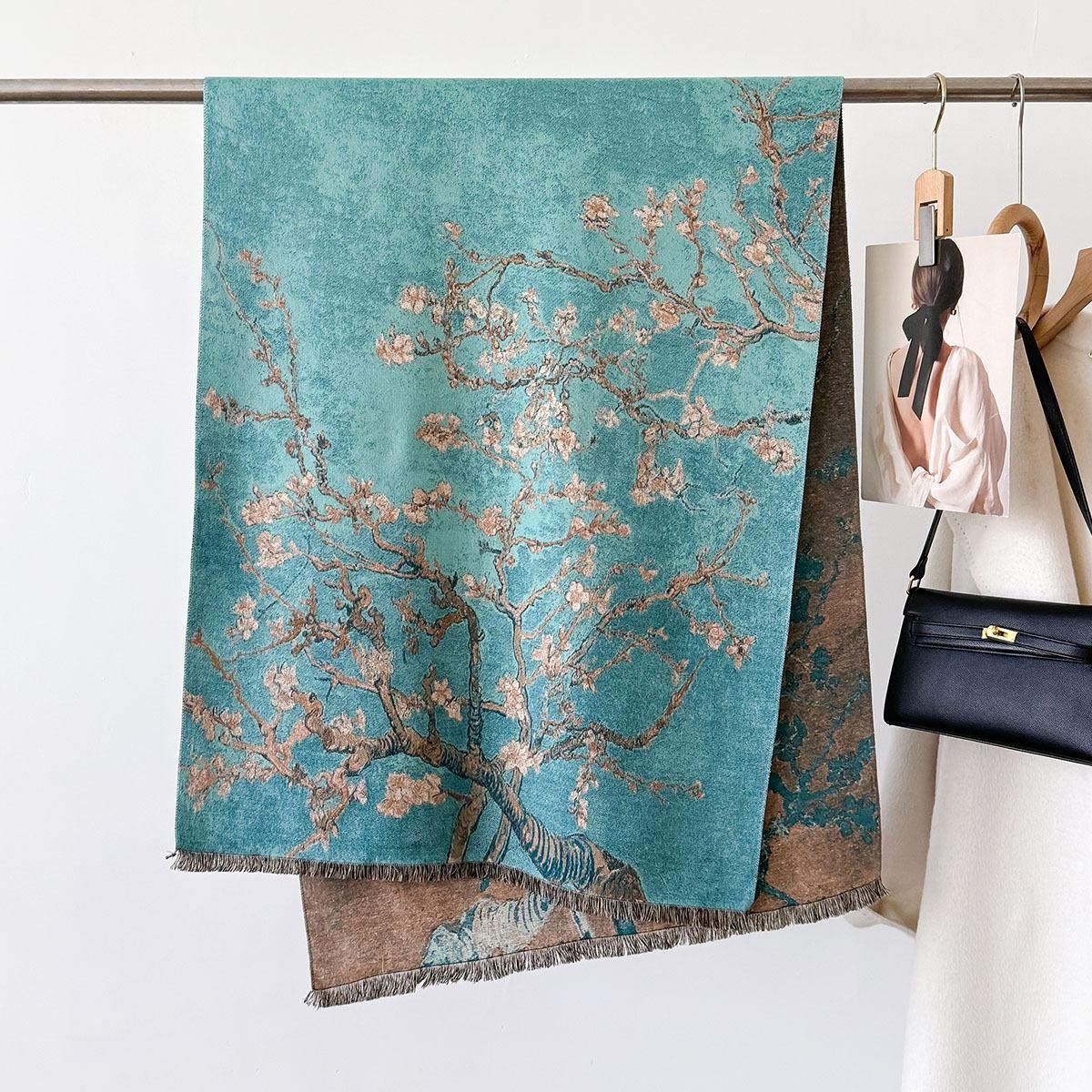 

Winter Cashmere Scarves and Shawls Fashion Floral Print Wraps Long Stoles Thick Neckerchief Pashmina Warm Hijab Scarf For Ladies