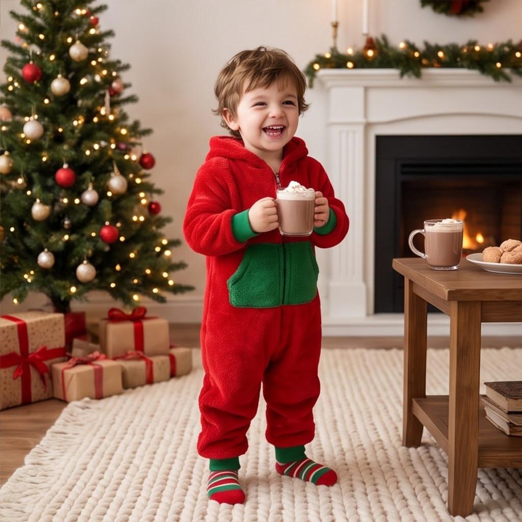 Christmas Parent Child Matching Pajamas for Mother and Son, Long Sleeve Family Sleepwear Loungewear for Holiday