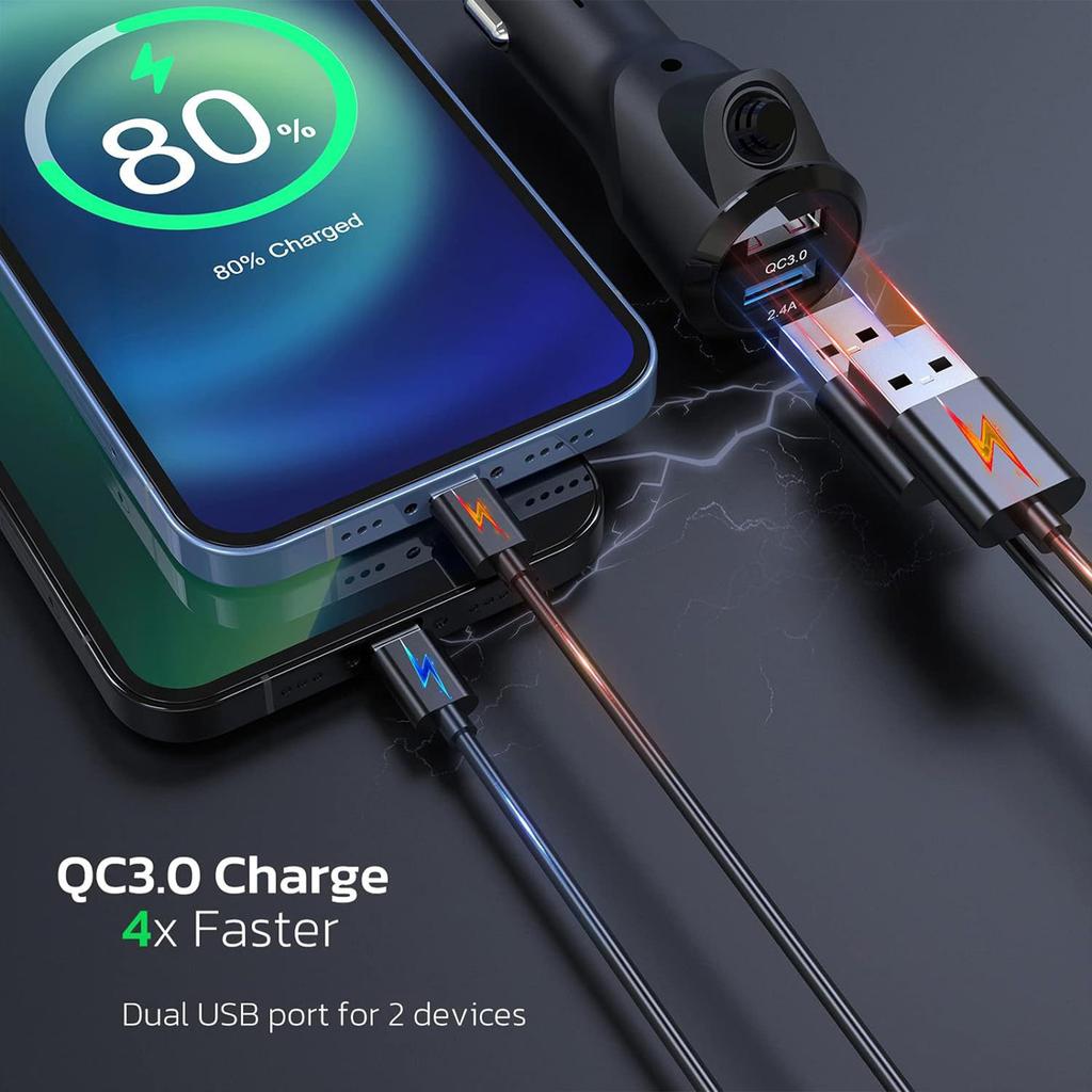 Handfree Call Car Wireless Adapter FM Transmitter with MP3 Playback and PD20W Fast Charge Support Intelligent Charging