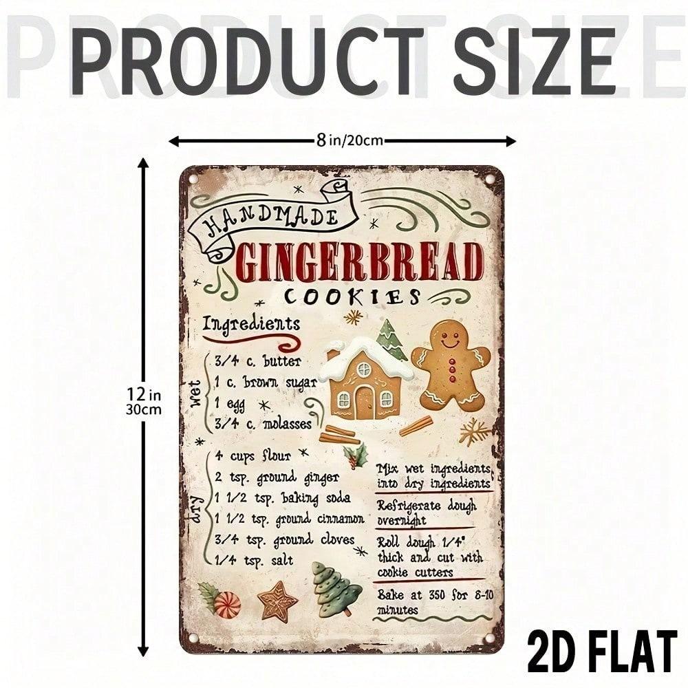 

Vintage Gingerbread Cookie Recipe Metal Sign Christmas Kitchen Decor Aluminum Plaque Wall Art Holiday Gift Baking Enthusiasts 20x30 разноцветный