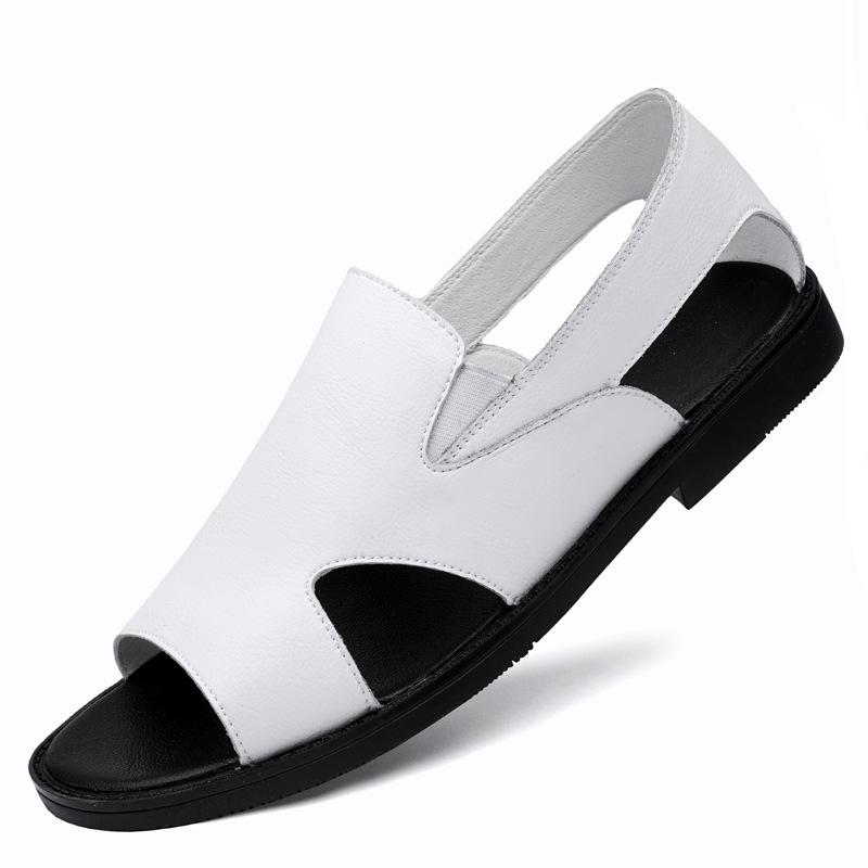Men's Cowhide Leather Roman Sandals - New Casual Outdoor Summer Shoes with Soft Non-Slip Soles