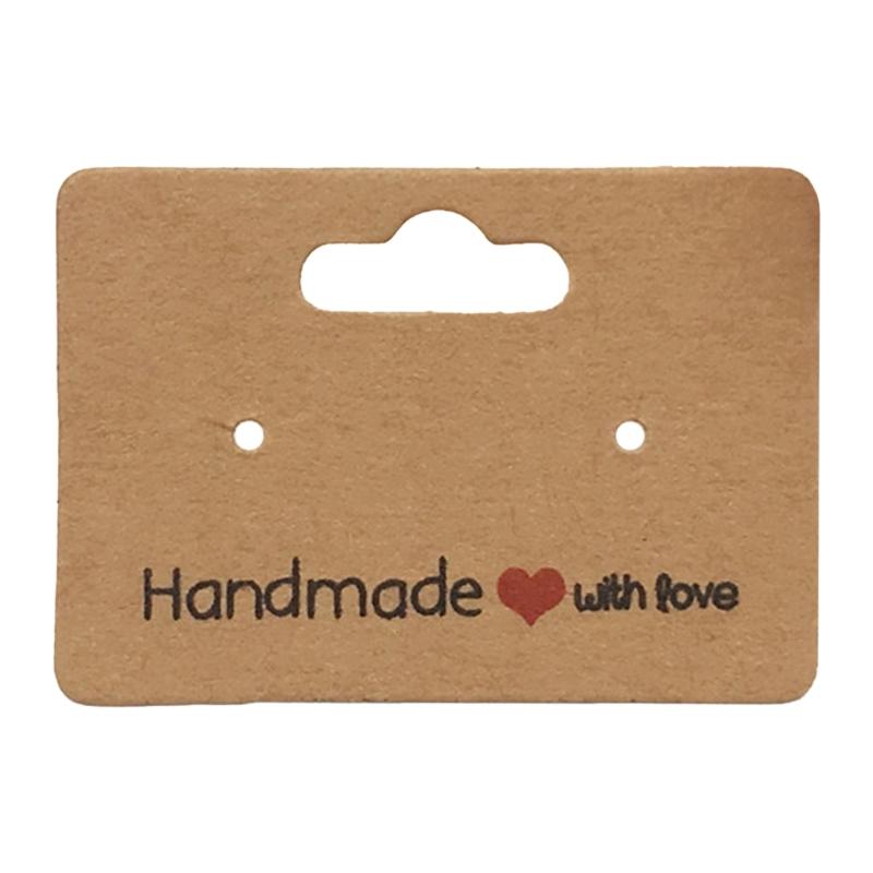 

Упаковка из 100 карточек для демонстрации сережек из крафт-бумаги, держатель для украшений, портативный аксессуар для гвоздиков и подвесок, товары для творчества коричневый