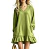 Women's Long Sleeve V-Neck Dress for Casual Everyday Wear and Work