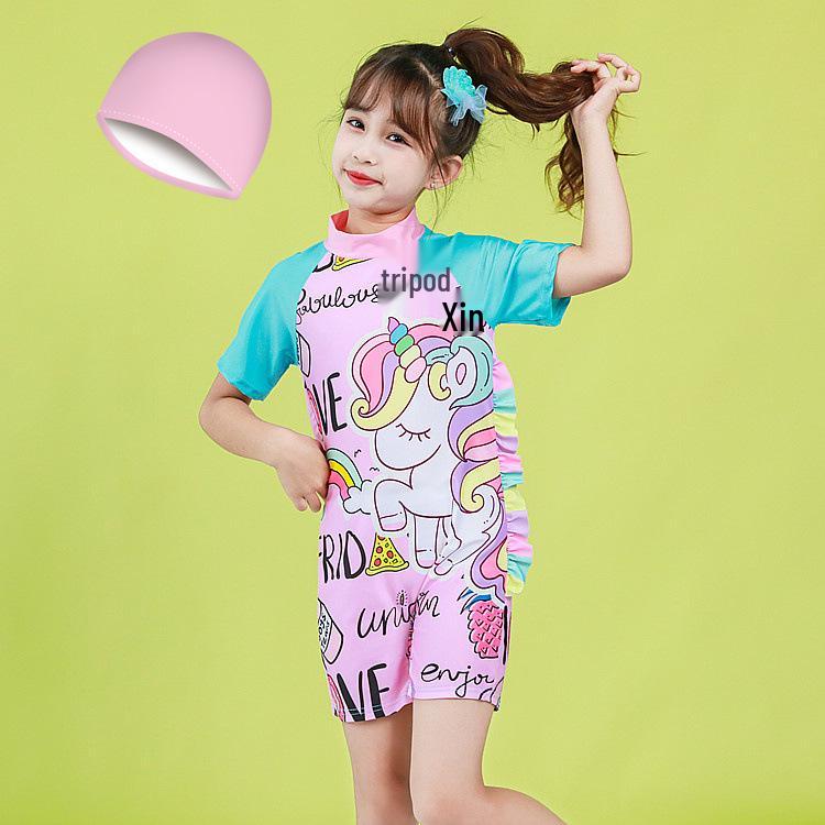 

Быстросохнущий мультяшный слитный купальник для девочек – Короткий рукав, Милый дизайн, Размеры для маленьких и средних детей M (3-4 years)