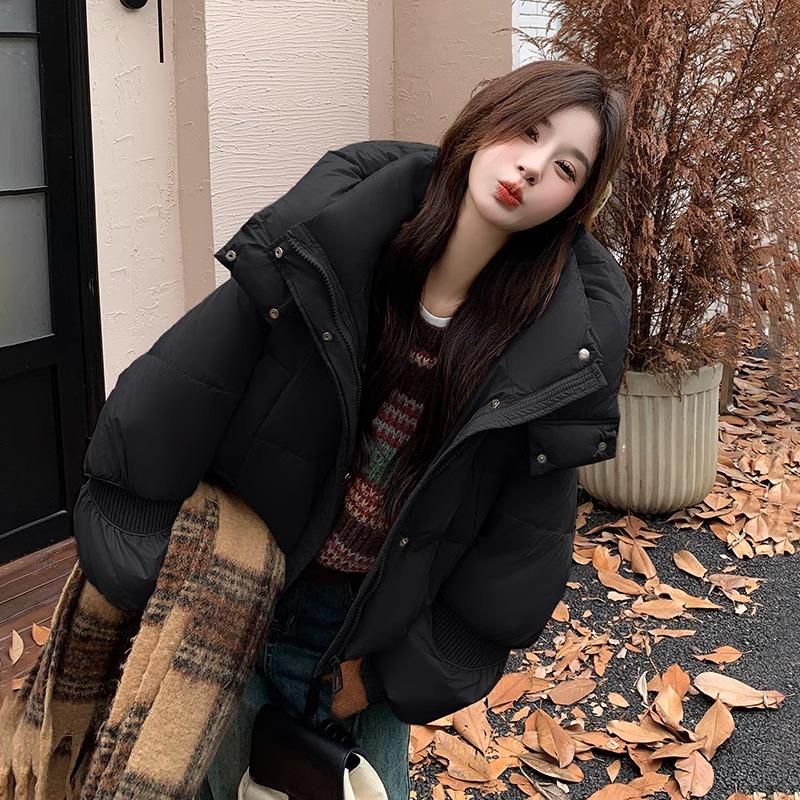 Fashion and leisure 2024 winter new white duck down loose hooded women thickened down jacket tide