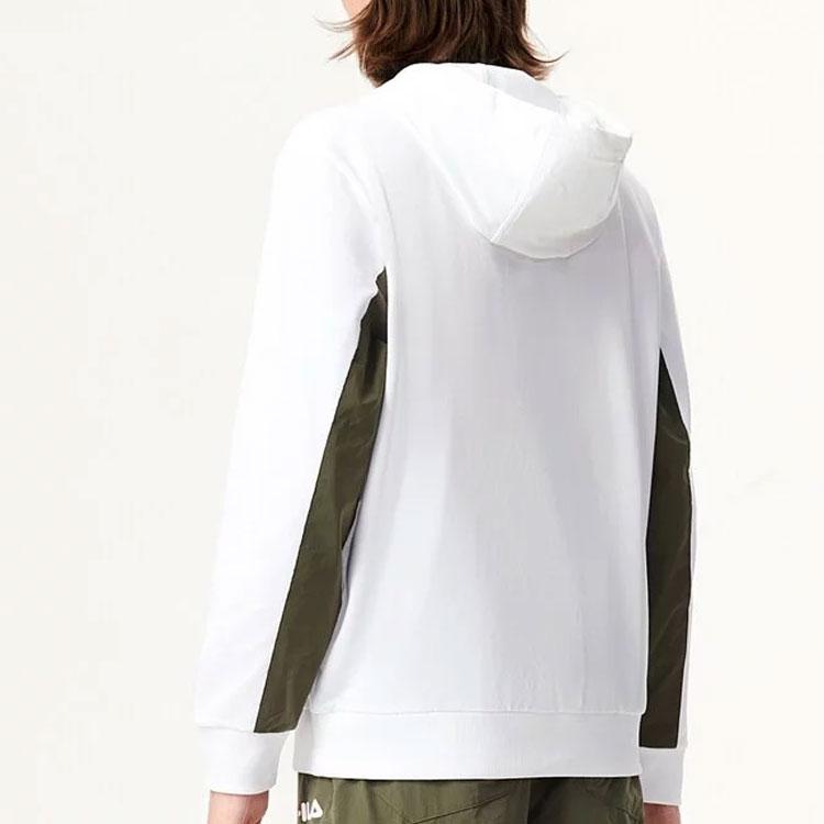 Fila Logo Print Hooded Sweatshirt With Front Pocket Men Sweatshirts Standard-White F11M138202F-WT