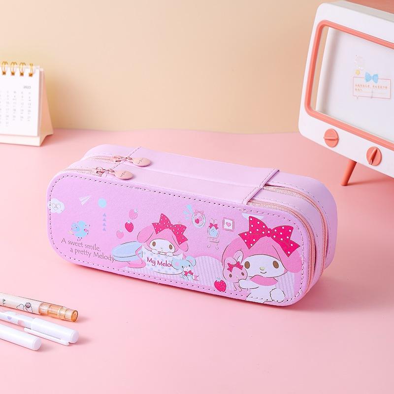 Sanrio Double Layers Pencil Case Durable Zipper Large Capacity Cartoon Stationery Box for Office Stationery Storage 1