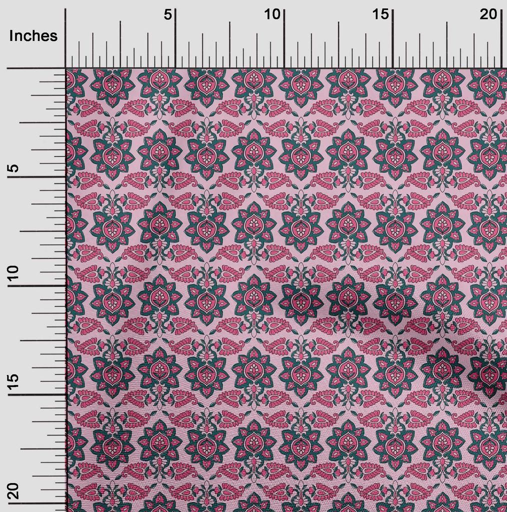 oneOone Cotton Flex Fabric Floral & Paisley Block Print Sewing Fabric BTY 40 Inch