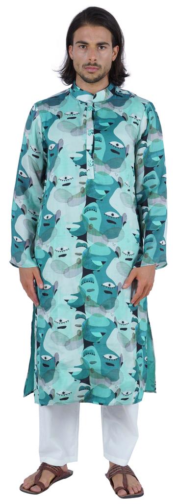 Atasi Traditional Party Wear Long Sleeve Kurta  Mandarin Collar Neck Casual