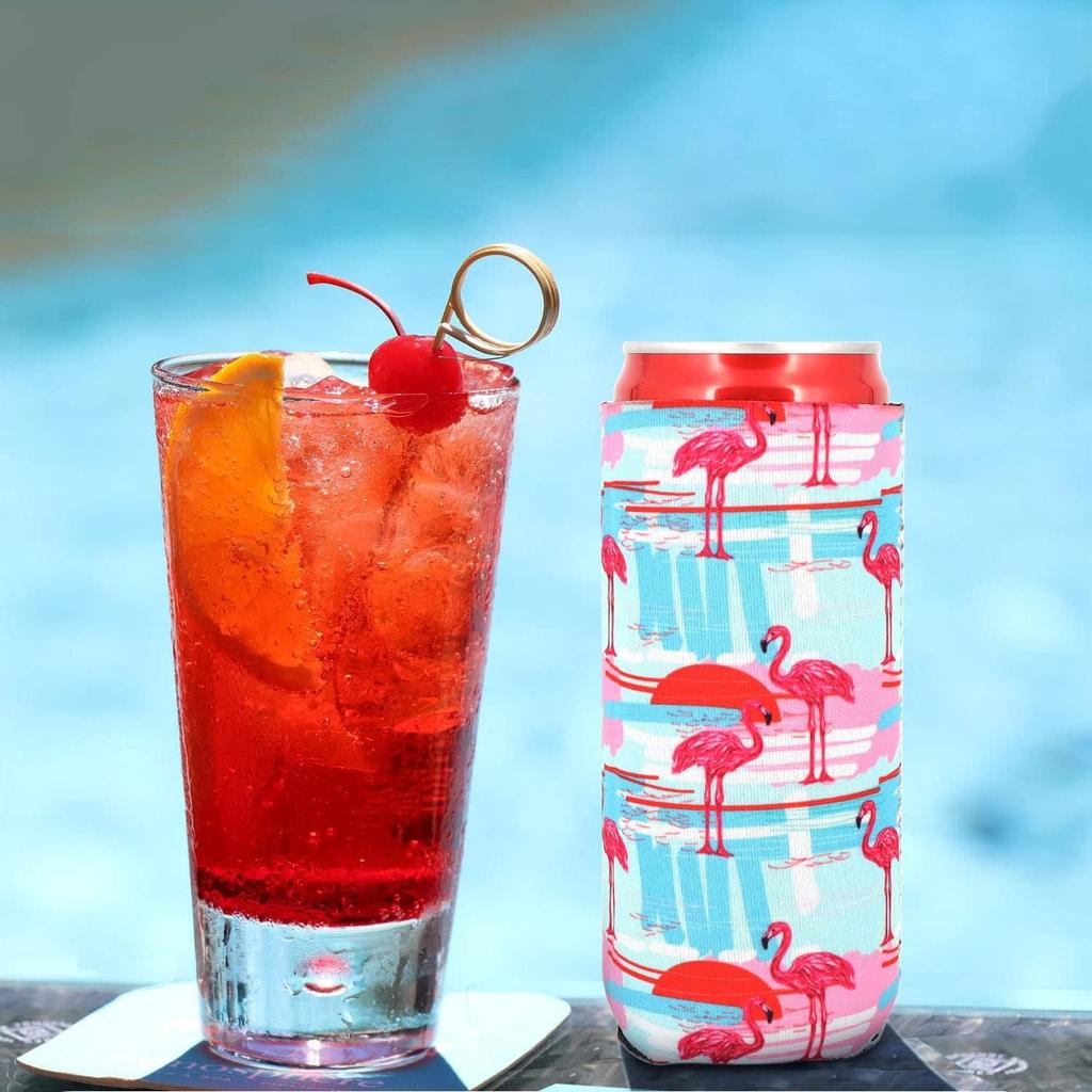 Neoprene Slim Can Cooler (2Pack) - N Flag - Fits 12oz Slim Cans - Keeps Drinks Cool & Hands Dry