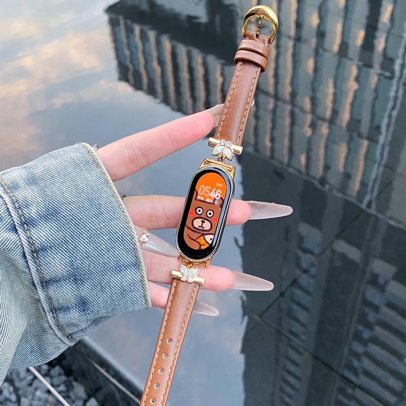 Luksusowy skórzany pasek do paska Xiaomi Mi Band 9 Wymiana paska wielokolorowego do paska Xiaomi Mi Band 8 Bransoleta Correa