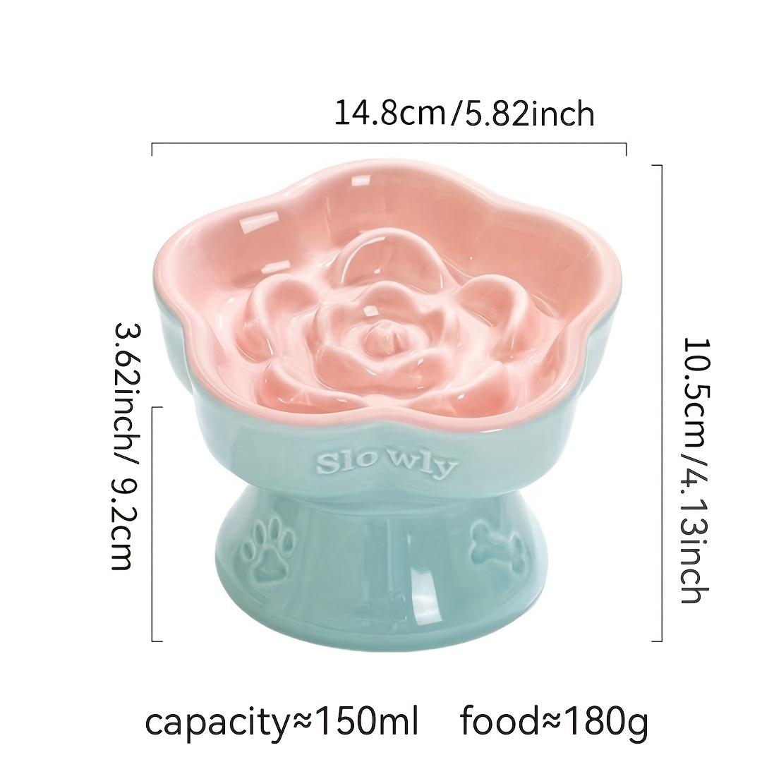 

Pet Slow Food Bowl High Ceramic Cat Bowl Dog Bowl Small Dog Cat Choke-proof Slow Food Anti-knock-over Neck-protecting Oblique Mouth Bowl