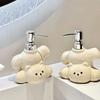 400ml Soap Dispenser Cute Little White Bear Ceramic Lotion Hand Wash Bottle Toilet Shampoo Dispensing Press Bottle Dispenser