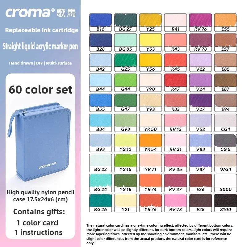 Croma 160/24 Color Replaceable Ink Refill Liquid Soft Tip Acrylic Marker Non Toxic Waterproof School Office Supplies Stationery