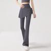 Women High Waist Fake Two Piece Flared Skirt Pants Elastic Yoga Casual Leggings
