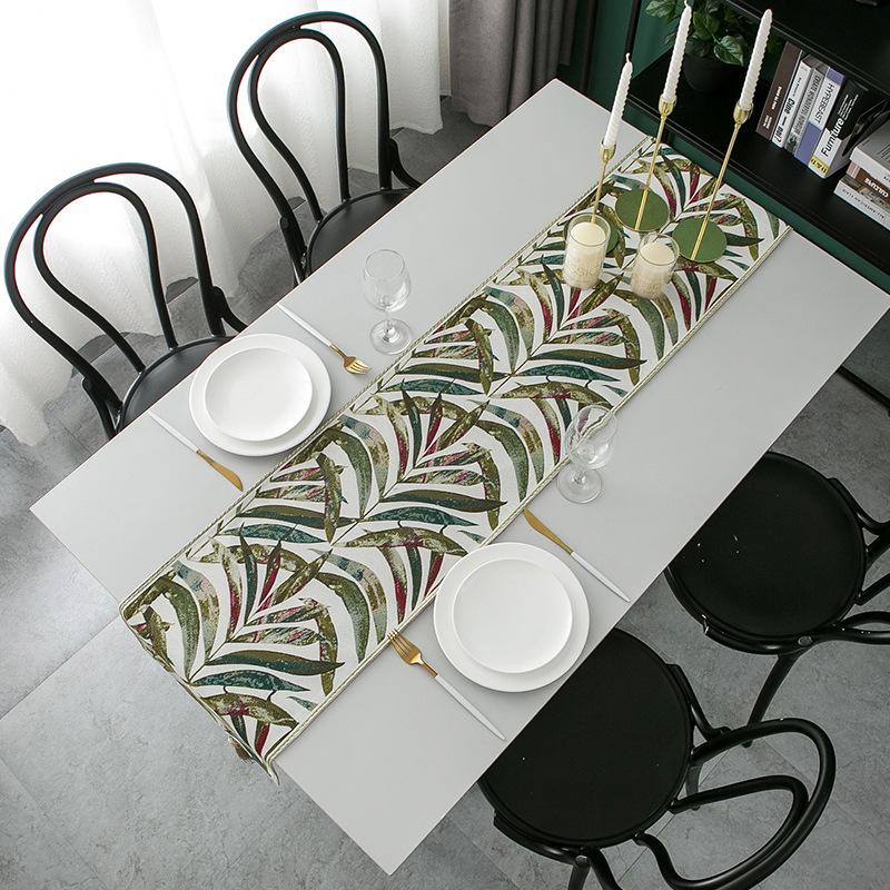 Table Flag Yarn-Dyed Colored Leaves Chenille Large Tassel Household Tablecloth Polyester Tablecloth Fresh Table Flag Bed Flag